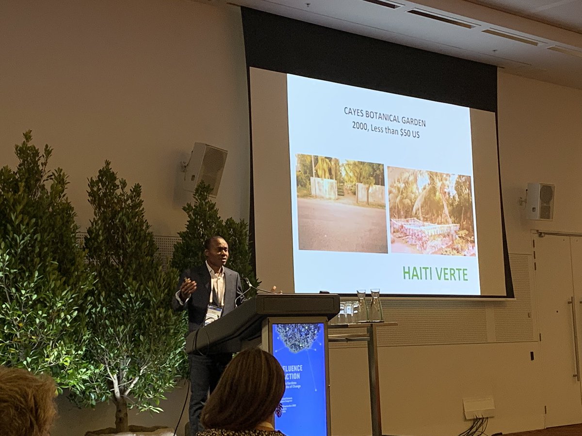 M_Gostel's tweet photo. @WCinea shares the inspiring story of establishing &amp; growing #Cayes #Botanical Garden in Haiti. Expanding the mission from display to #conservation, education, international collaboration, &amp; #redlisting 

#7GBGC https://t.co/yvDtIsxzzh