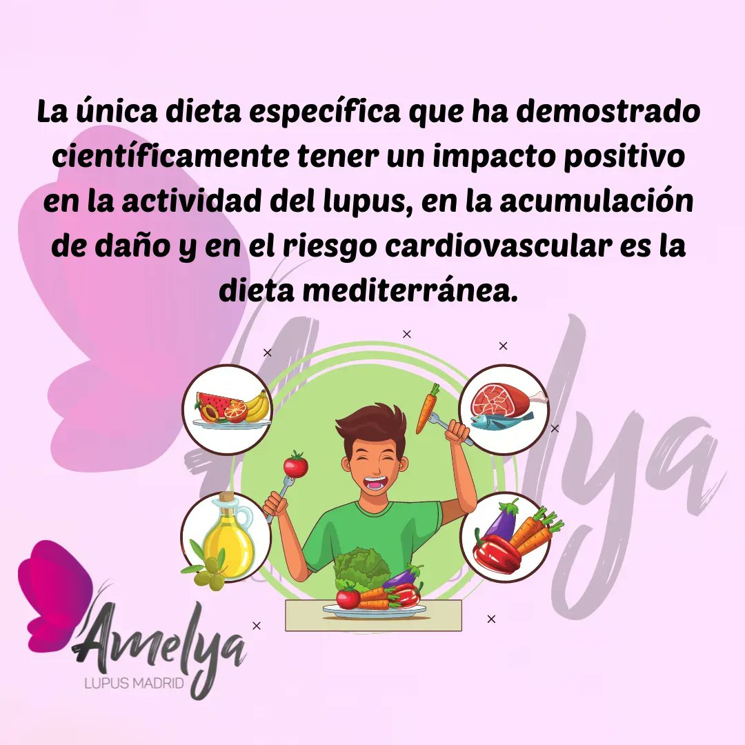 Siempre se nos ha dicho q no existe la dieta del #lupus. Sin embargo, este estudio d <a href="/MCorreaRodriguz/">María Correa-Rodríguez</a> <a href="/NorbertoOrtego/">Norberto Ortego Centeno</a> y colgs. d 2021 demuestra q la dieta mediterránea tiene un impacto positivo en la actividad del lupus, la acumulación d daño y riesgo CV🫀 buff.ly/3xUNetB