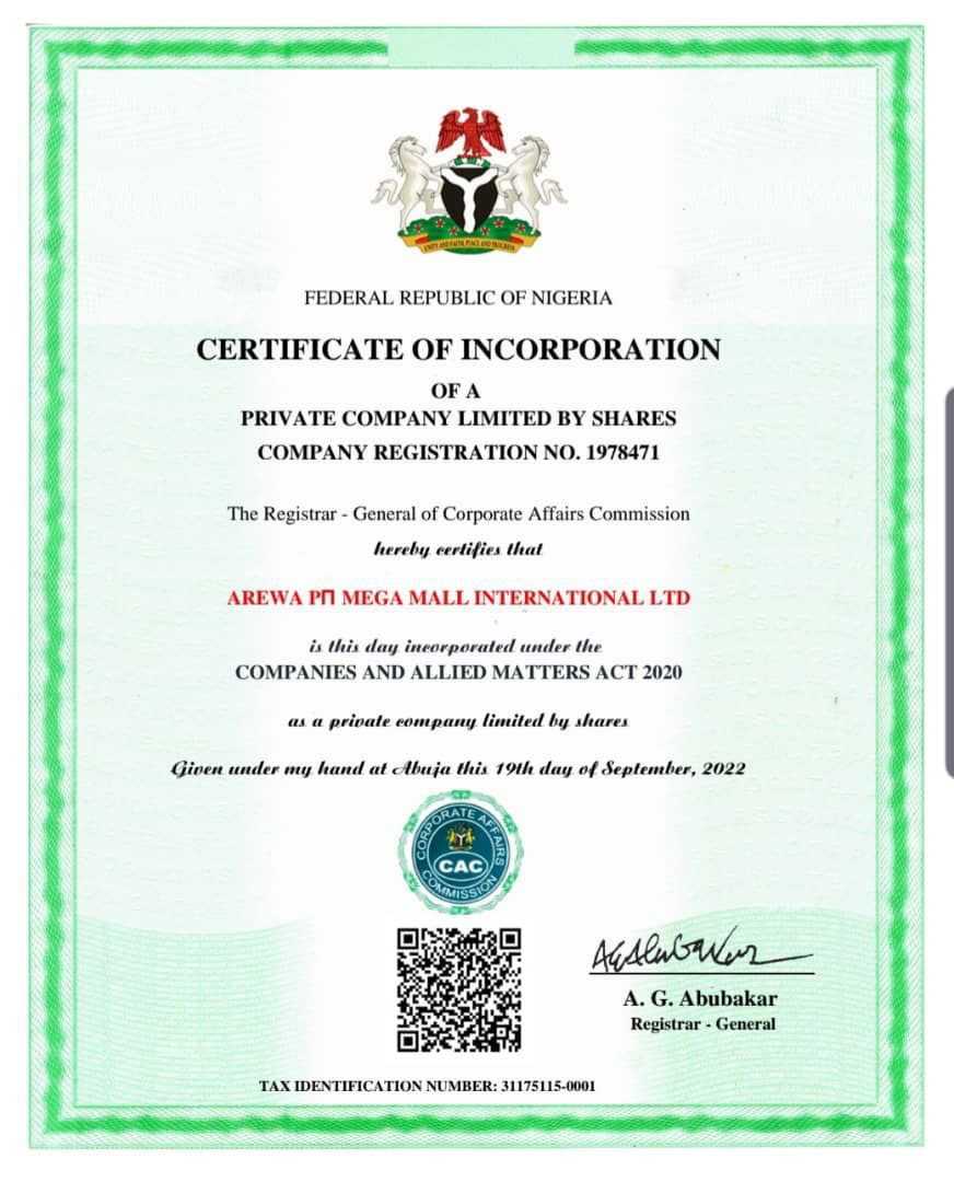 突发新闻，尼日利亚联邦政府已经颁发了一份提前证书lincensing这个特殊的先锋团队，开设了一个购物中心的购物中心的买卖可以和Pi一起进行。