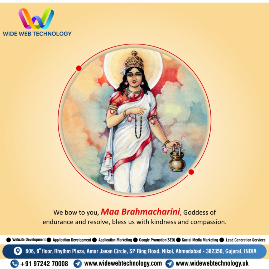 widewebtechno's tweet photo. Day 2: On the second day of Navratri, devotees of Maa Durga worship Maa Brahmacharini - a great Sati and Goddess Parvati's unmarried form.

#Day2 #navratri2022 #websitedevelopment #applicationdevelopment #seoservices #socialmediamaketing #Wideweb #widewebtechnology #vijaykotadiya https://t.co/dBVuCxu47f