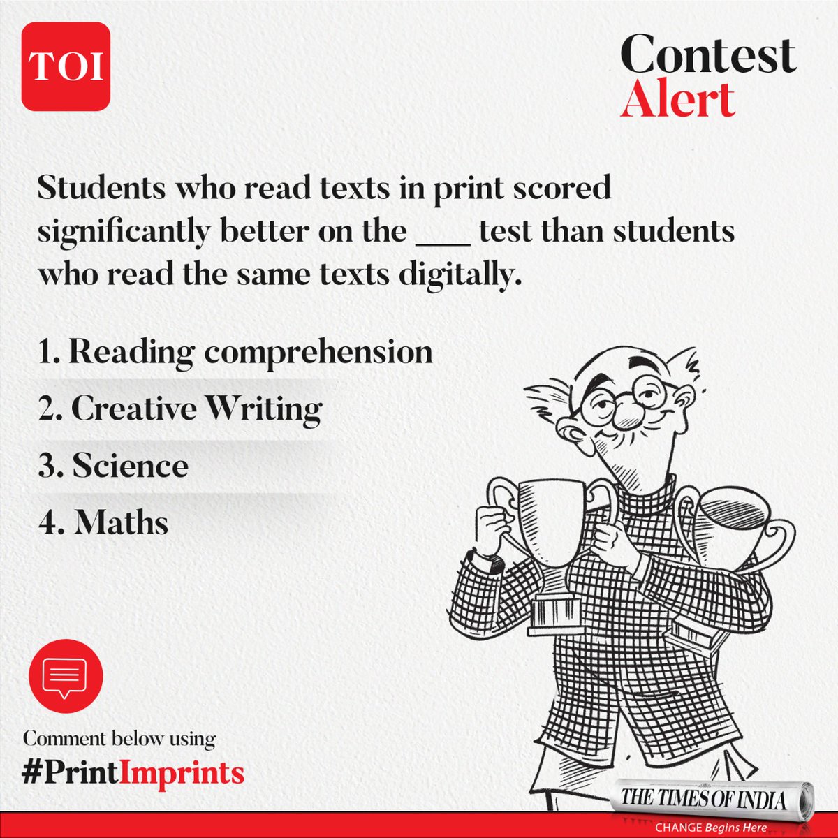 thetrustofindia's tweet photo. Choose the right answer and comment below with the #PrintImprints to win exciting prizes! Participate now!
#TrustOfIndia #ContestAlert #Contest https://t.co/1OQTXjOVeh