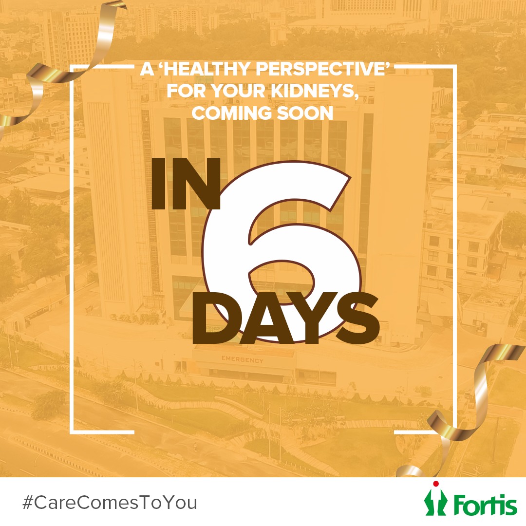 fortis_hospital's tweet photo. In six days’ time, you will be closer to having a healthy perspective for your kidneys. Fortis Hospital, Greater Noida is coming soon to help you prioritise your health and well-being. 

@RahulAg43711645
 
#AtFortisWeCare
#CareForGood
#fortishospitals https://t.co/EyROglN2IK