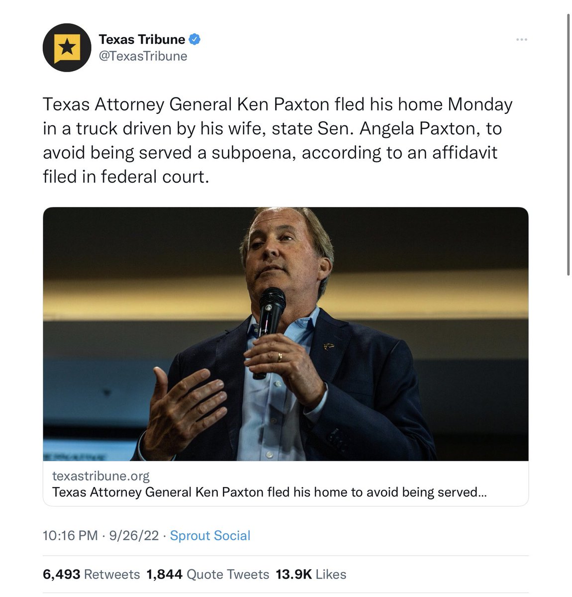 axidentaliberal's tweet photo. @KenPaxtonTX @TexasTribune If you thought Ken Paxton was an embarrassment to the state of Texas before

Just wait until you get a load of THIS story

The best part is, he claims that he ran because he feared for the safety of his family-and sent HIS WIFE to get the car

Texas

Vote for @RochelleMGarza https://t.co/NzHG1vg4sE