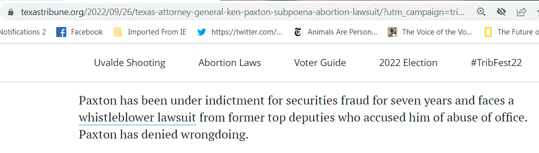 <a href="/TexasTribune/">Texas Tribune</a> I'm sorry but I just don't understand how Ken Paxton is still Texas's attorney general. It makes a mockery of the rule of law.