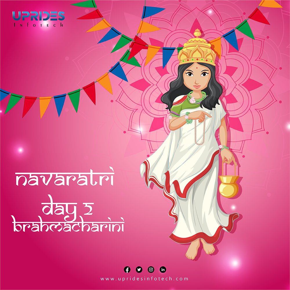 upridesinfotech's tweet photo. #UpridesInfotech wishing you all a Happy 2nd Day of #Navaratri. On the Second day, #MaaBrahmacharini is #worshipped by the #devotees.
May #MataBrahmacharini #bless you all - #HappyNavratri
#happyNavaratri #JaiMataDi #maadurga #GoddessDurga #Navaratri2022 #DeviBrahmacharini https://t.co/OZ8efr3Uih