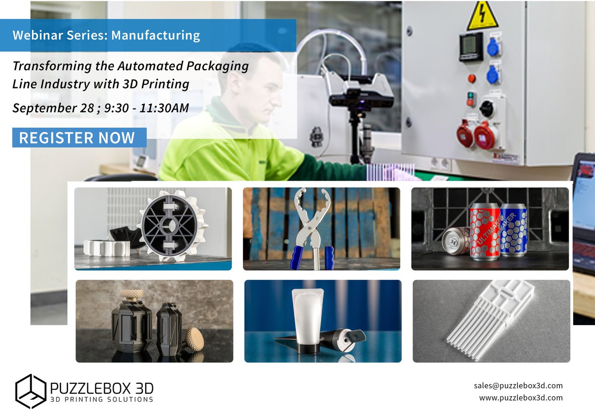 PuzzleBox3D's tweet photo. Join us this 28th of SEPTEMBER and have a in-depth look at how 3D Printing can save you time, money and increase overall productivity and overall equipment efficiency. with 3D printed parts and tools.
Register now: https://t.co/juuTX9KwWP https://t.co/Np7FjGrftp
