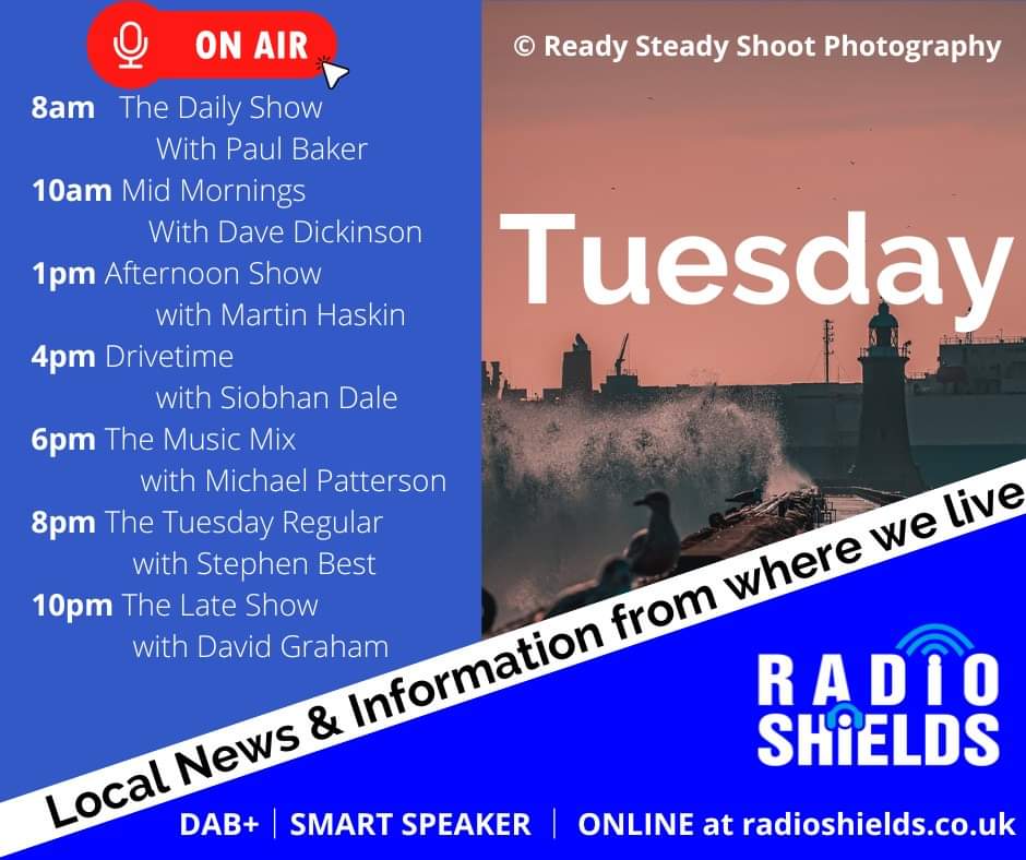 affinityradione's tweet photo. Good morning, dawn is happening as we speak. Weclome to Tuesday we have a great schedule of programming today. See below for show times and more.

LISTEN to us
📻 DAB across Tyneside
📱 DOWNLOAD the App https://t.co/b0bL46nu5N
🔈 “Alexa, Play Radio Shields”

#community #radio https://t.co/BVHROyYeJR