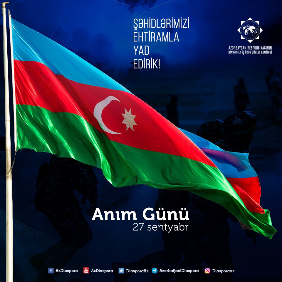 Fmuradov's tweet photo. Azərbaycanın müstəqilliyi, suverenliyi və ərazi bütövlüyü uğrunda canlarından keçən Şəhidlərimizin əziz xatirəsini dərin hörmət və ehtiramla anırıq!
Allah bütün şəhidlərimizə rəhmət eləsin!
#AnımGünü
#ŞəhidlərimizəEhtiramla https://t.co/ibzZMi00i5