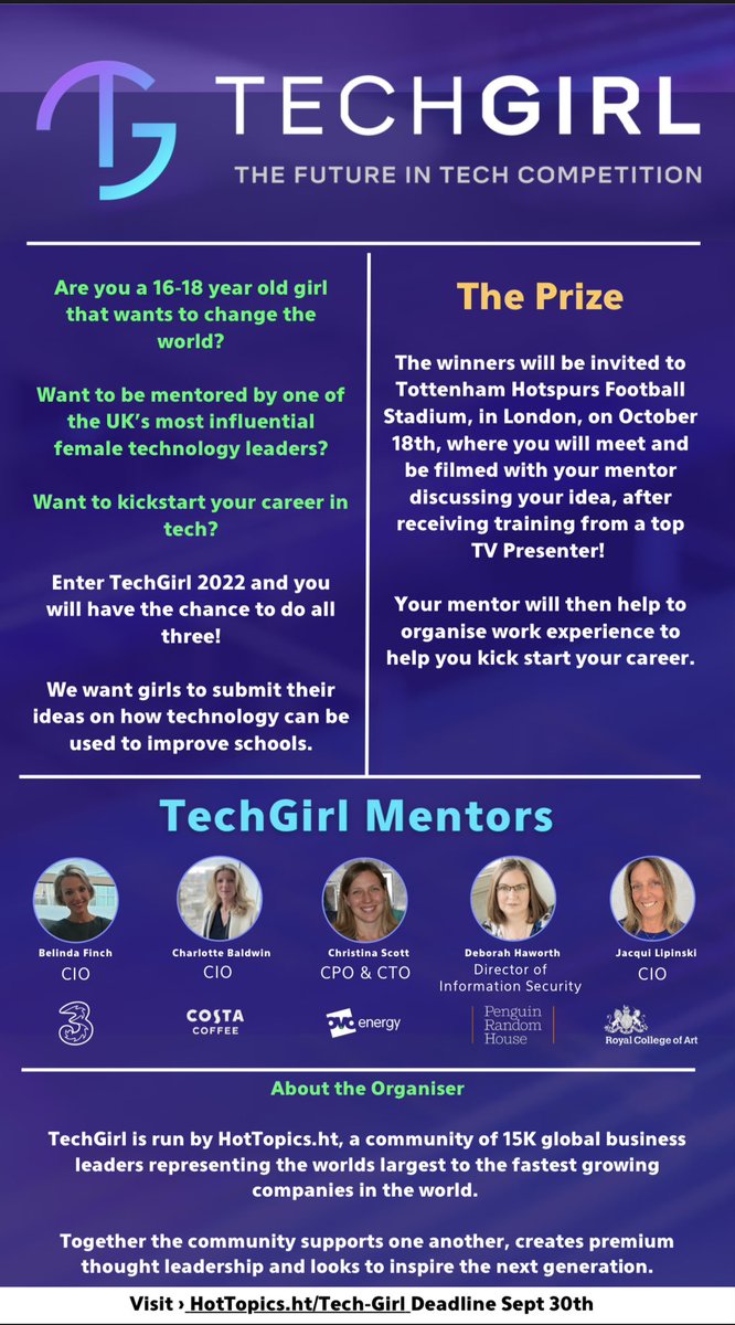 TechGirlEvent's tweet image. Last week of apply to become TechGirl 2020! 👉 hottopics.ht/tech-girl