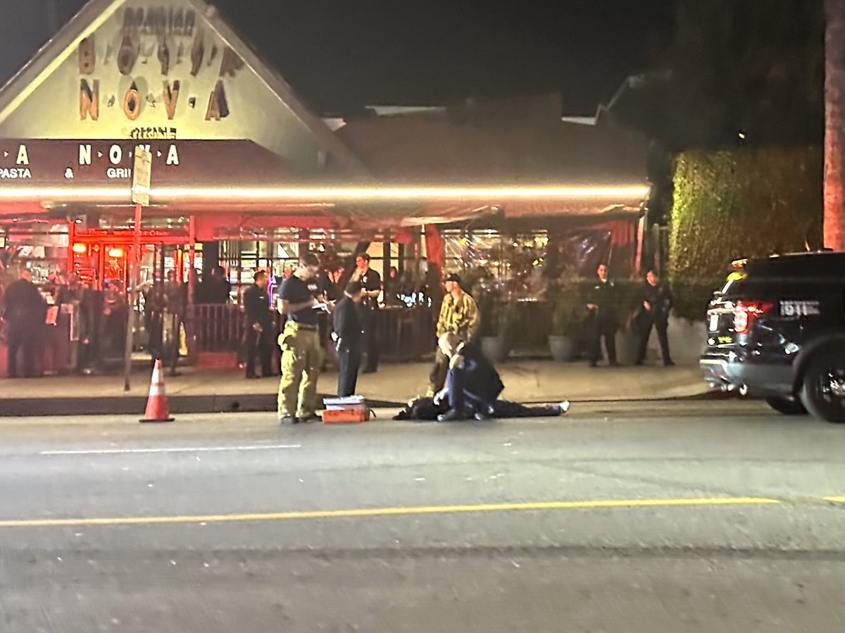HOLLYWOOD - Sunset Blvd x Formosa - Reported group fight in the area of Bossa Nova restaurant #LAFD providing assistance to person down on the roadway #Hollywood