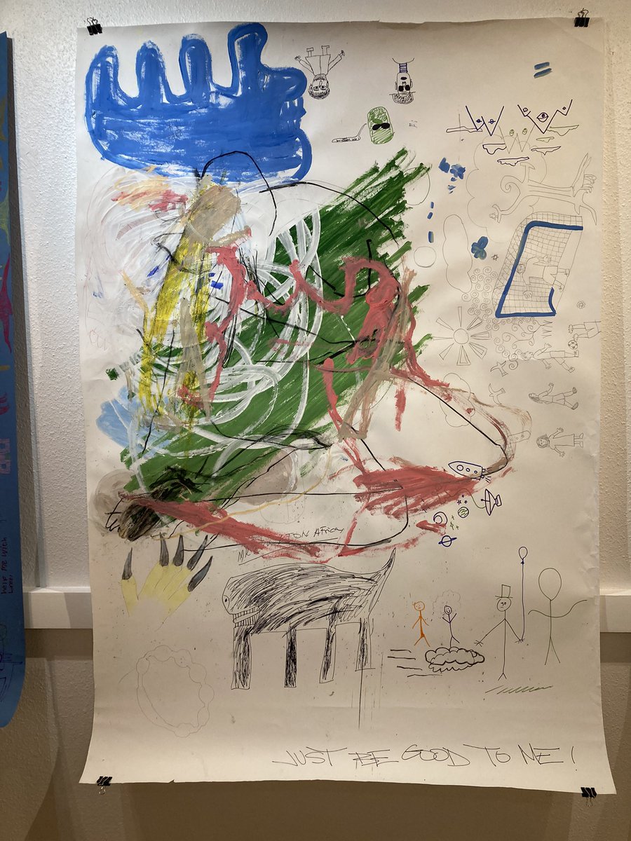 MindyCCox's tweet photo. The power of art &amp; creative expression, sharing art &amp; having big pieces of paper! @0utsiderGallery has been holding workshops, such positive feedback from those that took part &amp; who came to see  #OpenMinds @BEHMHTNHS @NHSCharities #Art #mentalhealth #therapy #creation #haringey https://t.co/phAlJvp1Nl