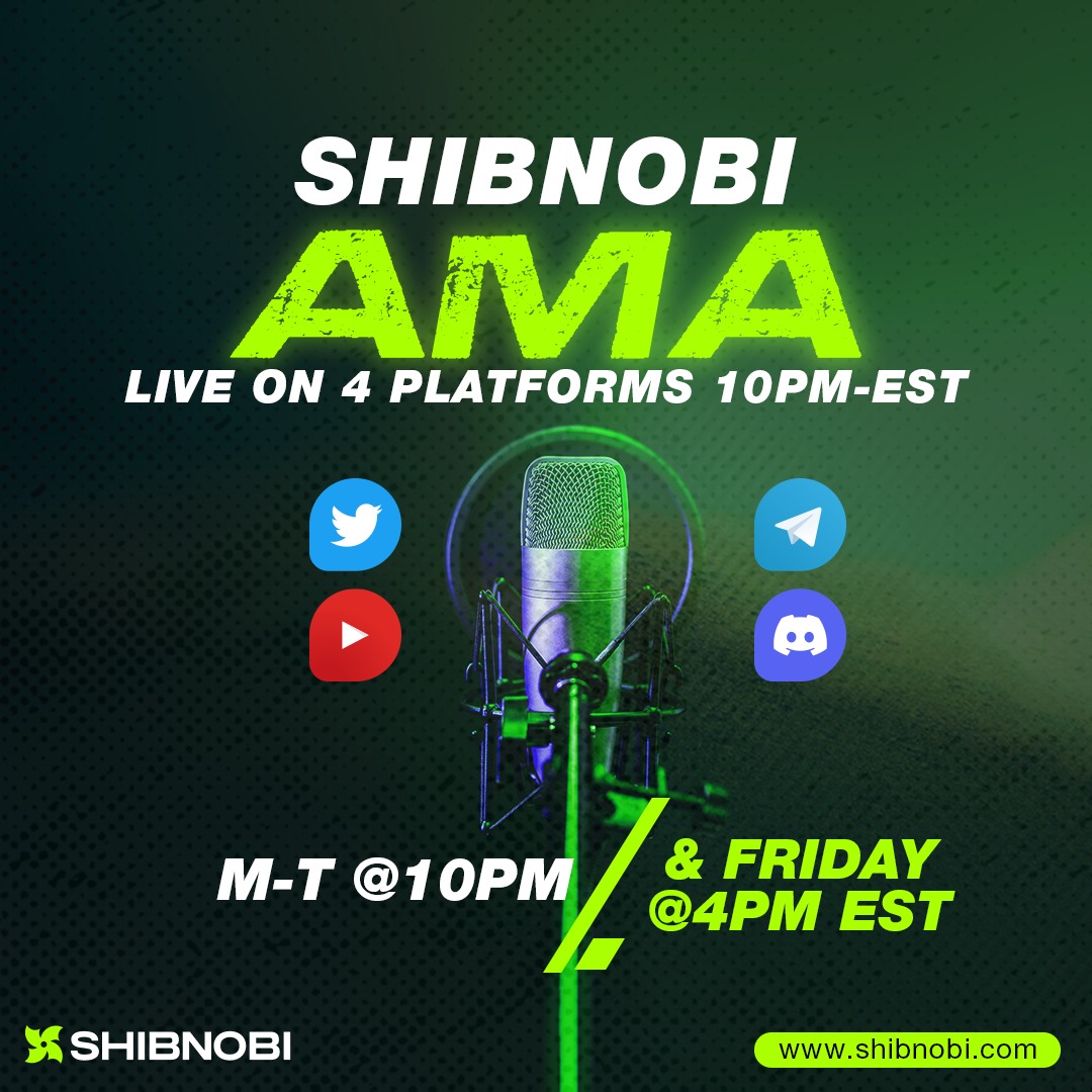 Shib_nobi's tweet photo. Happy Monday! Let’s chat about ALL the exciting upcoming updates. 🔥

Join our host Speros @ShibnobiStrong and CEO Cliff Fettner @Free_Patriot76 for an AMA session tonight @ 10 PM EST on Telegram.

🎙️ https://t.co/DtSoiMYJOg