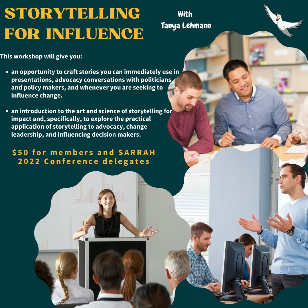 SARRAHealth's tweet photo. Find your voice, tell your story, make a difference!
Discounted rates available for members and SARRAH Conference 2022 registrants!
Buy your spot https://t.co/u01Fe0VfKr)
Join SARRAH https://t.co/qcNHh3oBBN
Email melodie@sarrah.org.au for your discount code.
#learningforpurpose https://t.co/6TpBa9YReu