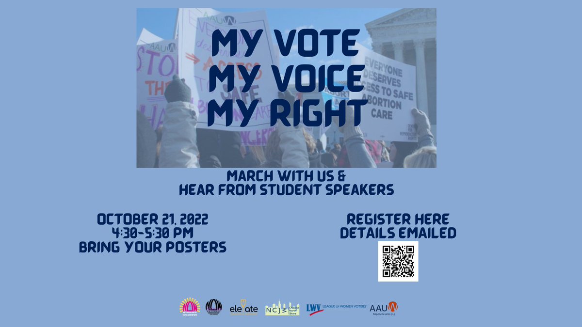 March for abortion rights! Vote for abortion rights!
Preregister using this link:   
forms.gle/S11GwqCFgT5JTb…
The real test of reproductive rights in Illinois will be the November 8 election.
#reproductiverights #votelikeyourlifedependsonit #voting #naperville