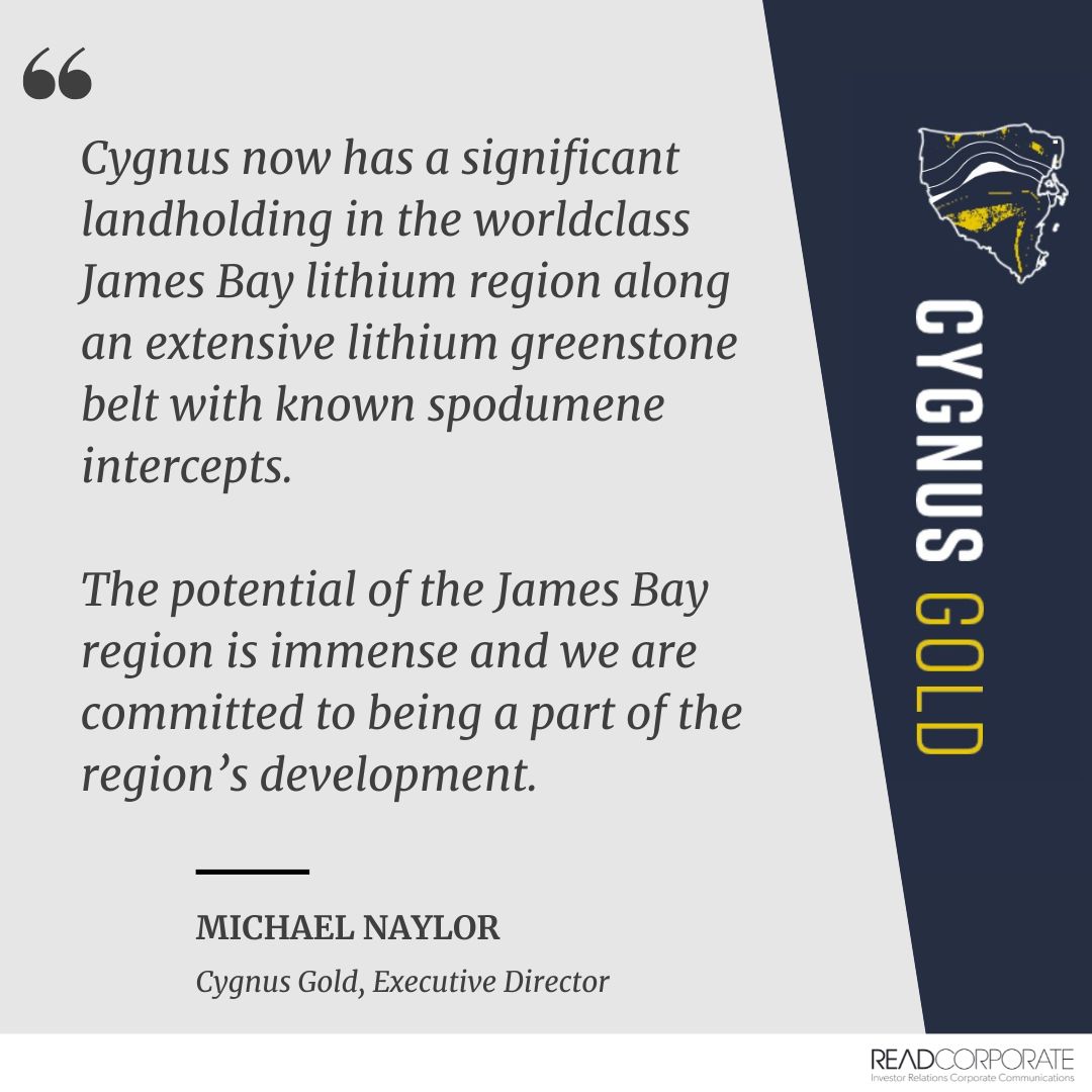 RR_Stars's tweet photo. #Cygnus Gold announces that it has significantly increased its land position in the prolific #James Bay #lithium province, Quebec to 266sqkm.
https://t.co/n48C2LAJgl
$CY5 #Pontax #drilling #exploration #investors #ASXNews https://t.co/CpJoIjQbC3