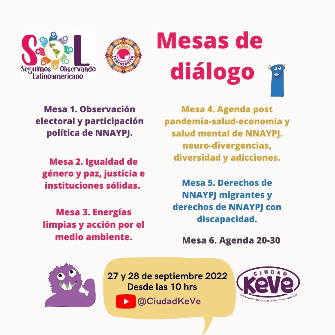 CiudadKeVe's tweet photo. ⚠️Mesas de diálogo ⚠️  #SOL 🌞 
#Tlachiani #adolescentes #jóvenes #Colombia #Perú #Honduras #Brasil #ElSalvador #México 
#observamosparatransformar👁  #dialogamos #transformamos ✌️😎
#observamosparatransformar #dialogo #latam #adolescentes #jovenes https://t.co/3cQGJOYPHB