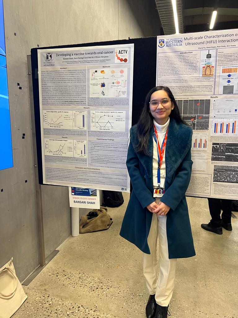 Benny in front of her winning poster at #IADR <a href="/immuno_curious/">Bansari Shah</a> <a href="/unimelbMDS/">Melbourne Dental School</a>