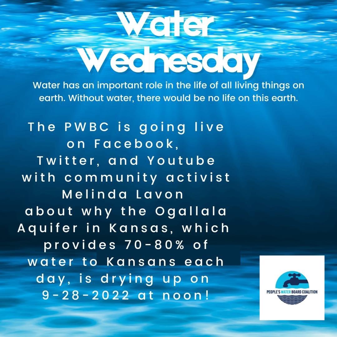 iamlove1111's tweet photo. Wednesday at noon we will be talking with community activist Melinda Lavon about why the Ogallala Aquifer in Kansas, which provides 70-80% of water to Kansans each day, is drying up.

#StayAfloat Follow us on Instagram @peopleswaterdet !!!
#WaterWednesday https://t.co/TPaHMORFML