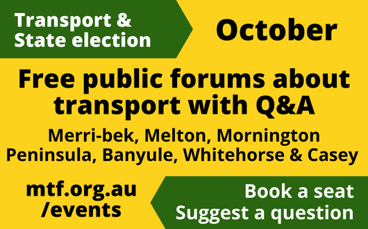 transport_forum's tweet photo. There are six MTF Transport Forums across Melbourne in October. Each has local candidates from the major parties talking about transport and asking questions. https://t.co/RWvjMRMKu1 #vicpol #springst #merri-bek https://t.co/QtyI8ytBwO