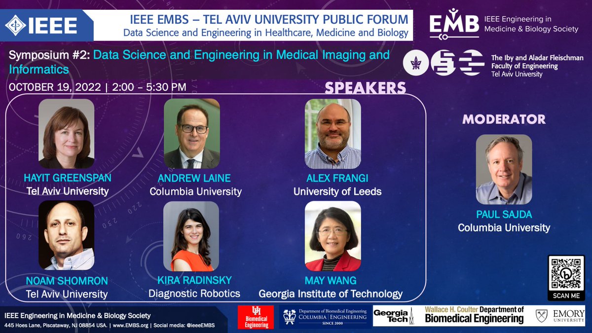 IEEEembs's tweet photo. The IEEE Engineering in Medicine &amp; Biology Society (EMBS)- Tel Aviv University (TAU) Forum on Data Science and Engineering in Healthcare Biology and Medicine will be held on Oct 19-20, 2022, in Tel Aviv, Israel.
Registration is free and required (https://t.co/rb3ltL9mSK). https://t.co/CiI12HE8JM