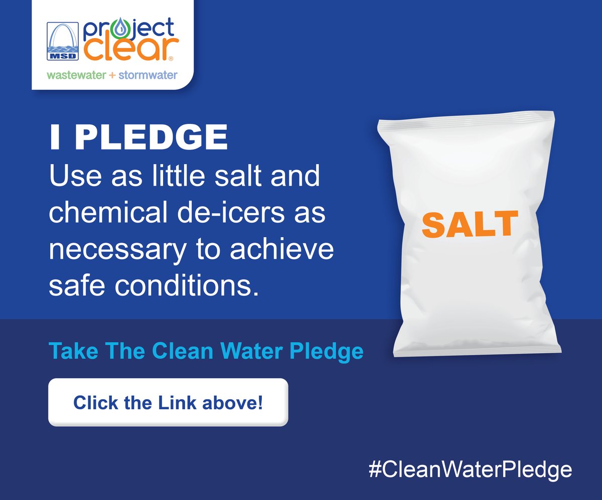 MSDProjectClear's tweet photo. Excessive amounts of sodium or calcium chloride (salt) and other chemical de-icers are carried into natural waterbodies with snow melt, making it difficult for aquatic life to survive in its natural habitat. Take the #CleanWaterPledge: https://t.co/ool9ugSAO4 https://t.co/4nhd3K7z9X