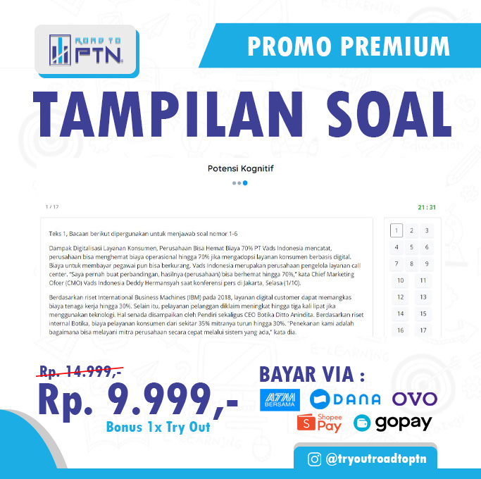 roadtoptn's tweet photo. Dimana lagi dapatin Try Out UTBK Premium 10.10 dengan fitur lengkap kalau bukan di Road To PTN. Jangan sia-sia kan kesempatan kamu guys! 🤗
Best regards,
Road To PTN
#roadtoptn #tryoututbk #tryoutpremium #tryouttps #tryouttka #UTBK2022 #sbmptn #pelajar #infoptn https://t.co/OKtAawSEeB