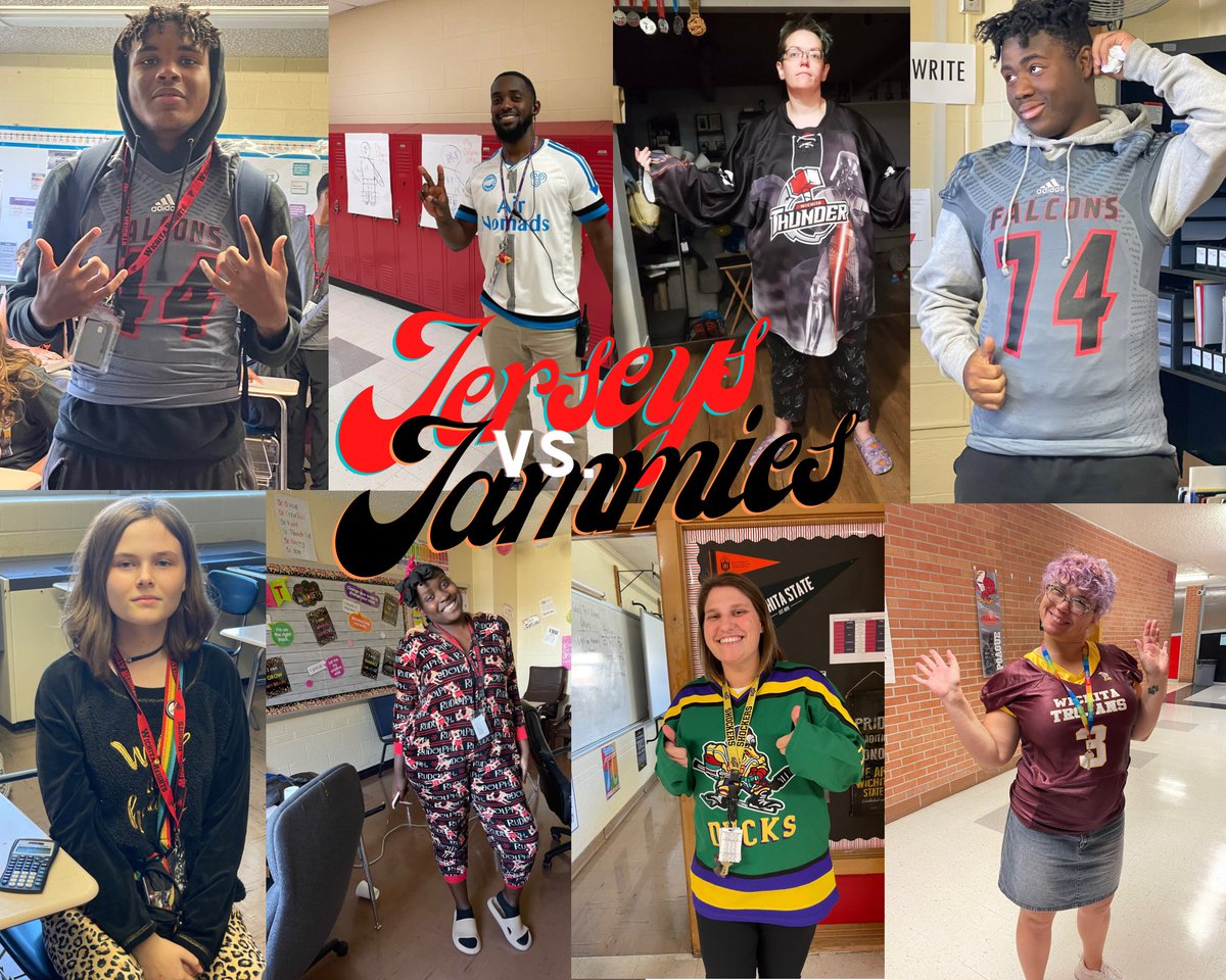 Jerseys Vs Jammies was a hit today at Heights!  Tomorrow is Country Vs. Country Club #wpsproud #hollywoodheights <a href="/FalconFlip92/">WHtsPrincipal</a> <a href="/WHtsMedia/">Wichita Heights Media</a>