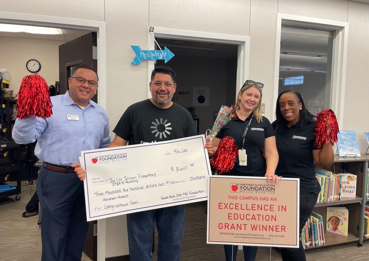 Congratulations to this year's Excellence in Education Grant Winner, Abraham Alvarez of Joe Lee Johnson Elementary School. His grant "Coding Without Tears" will be used for all students on campus.