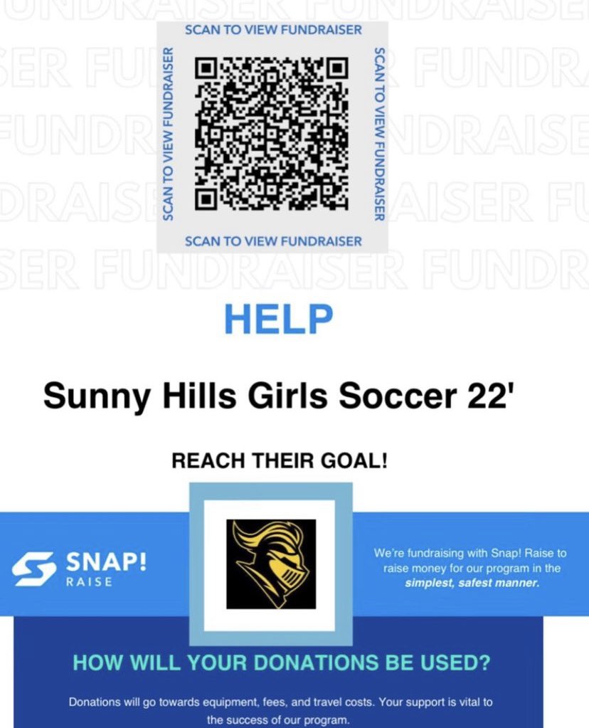 SHGirls_Soccer's tweet photo. Please consider supporting Sunny Hills Girls Soccer. Scan the link below to donate. Please retweet for us. All donations are tax deductible ๐๐ค@SHGirls_Soccer @fjuhsd @sunnyhillshs @SunnyHillsAD #TheHills #LancerNation #SupportOurProgram https://t.co/rvdlQvQgHs