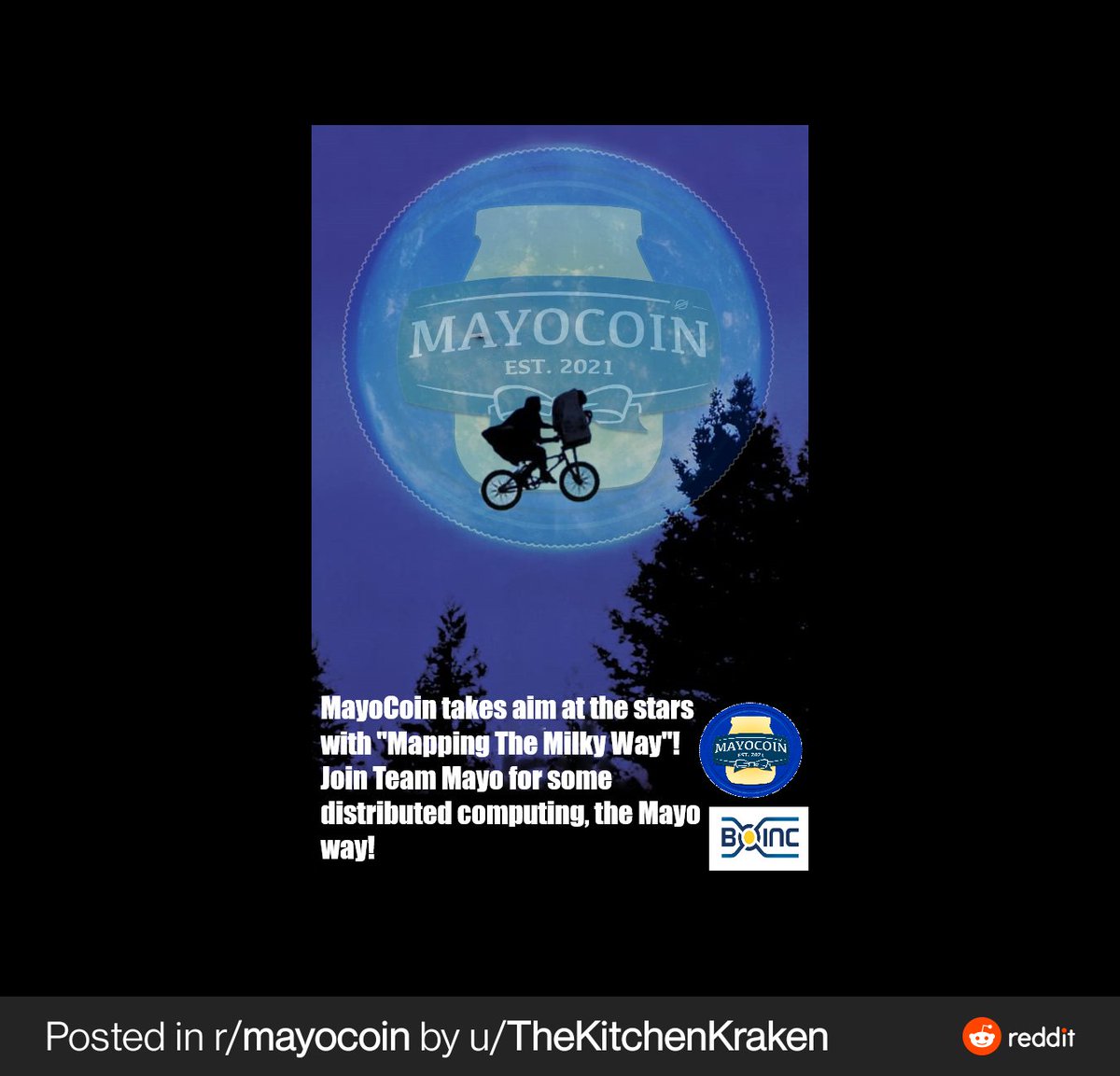 chef_ghost's tweet photo. Loss of ETH mining got you down? Check out r/MayoCoin to lean how to join team Mayo as we Map The Milky Way for MayoCoin!
#Stellar #mayocoin @BOINCNetwork  @mayocoin69 https://t.co/dumankFIga