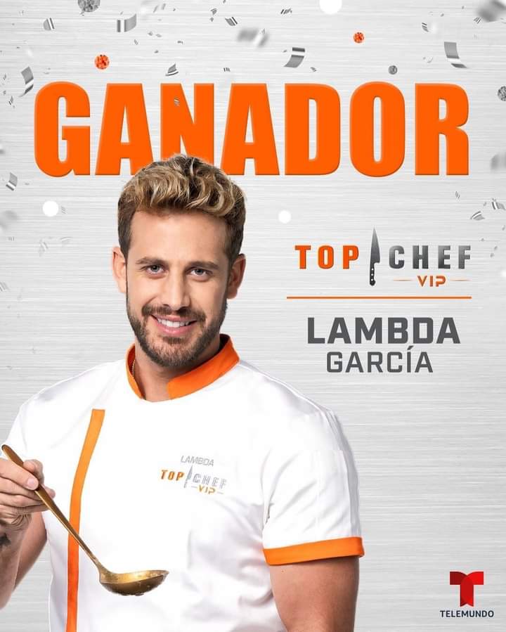 RunRunTVMx's tweet photo. ¡FELICIDADES a Lambda García,
GANADOR de la primera temporada de #TopChefVIP por @Telemundo! ¡Contrats! 🔥👨🍳👩🍳
@lambgarcia 🏆⭐💪🤩
#TopChefVIPTLMD
Sinned 👀 https://t.co/VGGyyhA94X