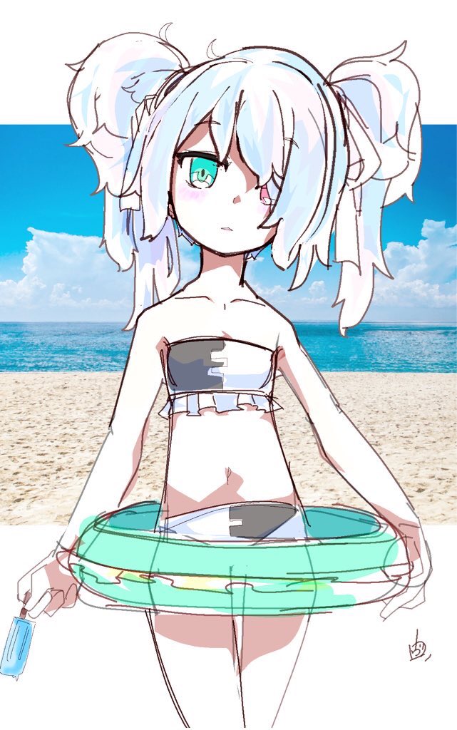 「#夏が終わりそうだし今年描いた水着絵を貼ろうニーゴミク 」|ヴォルさん.⚡️✌︎('ω'✌︎ )⚡︎のイラスト