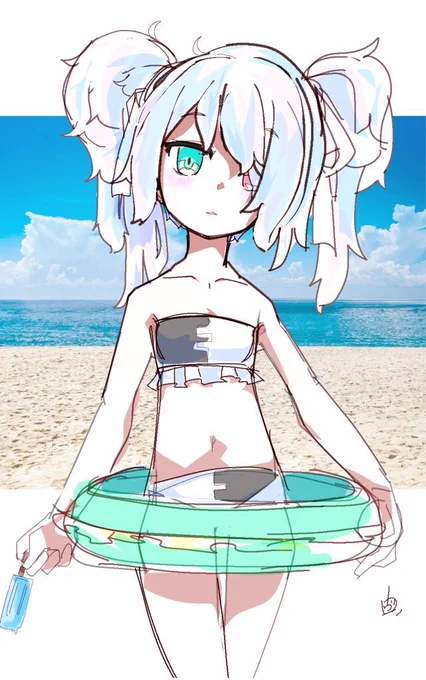 #夏が終わりそうだし今年描いた水着絵を貼ろうニーゴミク 