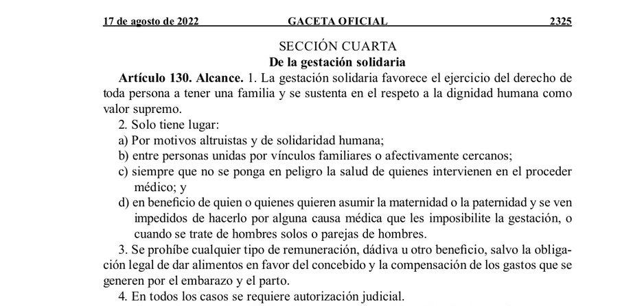 Desde Cuba, para España y el mundo, la letra del Código de las Familias, recién aprobado: no hay 'vientre de alquiler' y, de hecho, la ley lo prohíbe de forma expresa. 

No se hagan eco de calumnias y tergiversaciones. 

#CódigoSí #ConCubaNoTeMetas