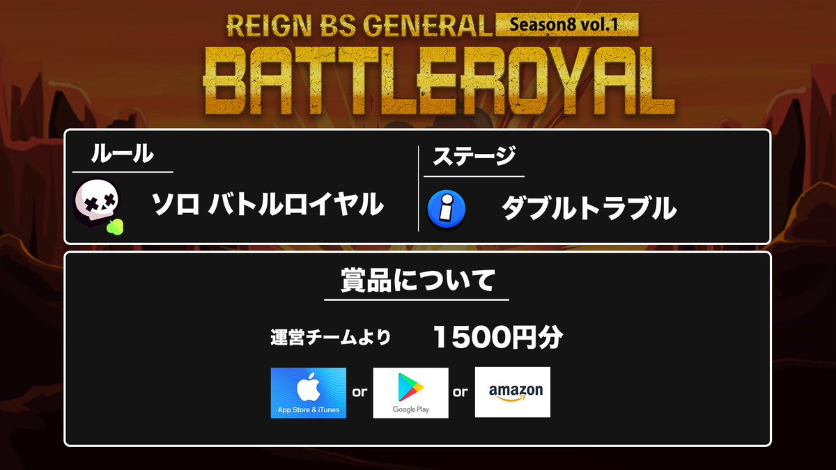 gt_REIGN's tweet photo. 【ブロスタ賞金付き大会】
REIGN BS General Season8 vol.1-バトルロイヤル
日時：10/2 21:00~
賞品：ギフトカード1500円分
応募方法：フォローとリツイート、エントリー

▼エントリーはこちら
https://t.co/2v79EGRRyz
▼クラブはこちら
https://t.co/ZLSUfXVuE5
#ブロスタ #REIGN_BSt #gtREIGN https://t.co/X0kOg48F05