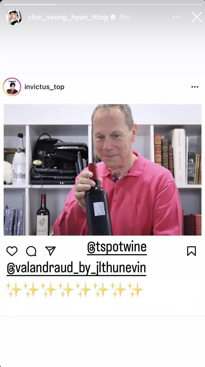 conejolunar91's tweet photo. #ChoiSeunghyun #TTTOP Reposted #invictusTOP IG post showcasing legendary winemaker @JLTHUNEVIN holding #TSPOT #BORDEAUX ๐ท
Cheers to a beautiful and long awaited #wine releasing November 2022 โค๏ธ
#TSPOTWINE #StEmillion https://t.co/kyA4n3V2mm