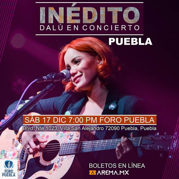 Conciertos_M's tweet photo. ❤️🎶🎙️¡Tenemos fechas⚠️ de próximos conciertos de #Dalú!

 #Puebla #Mérida #CDMX
.
#Dalú #Concierto #arematicket 
#Mérida #cantautora #Rojita #Inquebrantable #Yosoyaquiestoy
🔽
https://t.co/YyVy0fRA7s https://t.co/qQVYIfOSLy