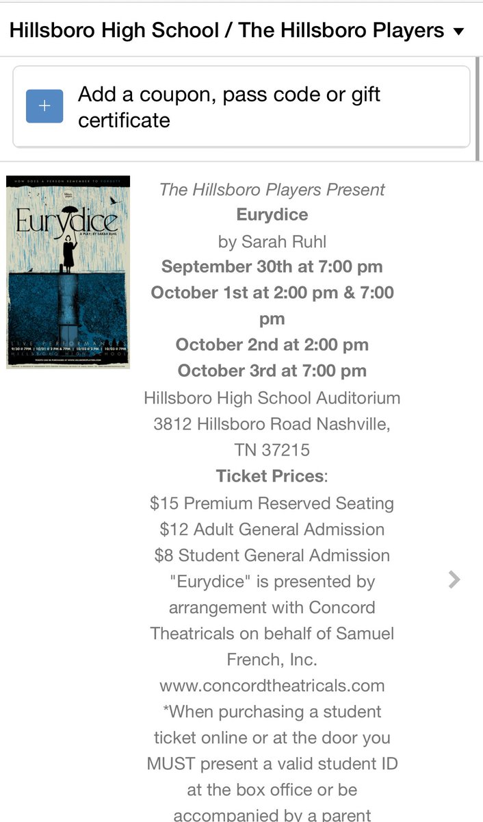 athorsen316's tweet photo. Eurydice opens this weekend at @HillsboroBurros ! It is a poignant tragedy by @HHSPlayers . Buy your tickets here to support the arts in public schools: https://t.co/4ATPnbwIP2
@westendmiddle @JTMooreMS @MetroSchools @ErinOHaraTN #PG13 #RememberToForget https://t.co/a3HgSodALL