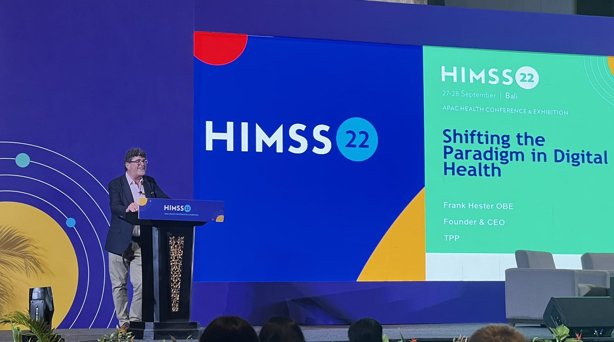 DrJohnParry's tweet photo. Personal reflections on the journey to world class IT. Patient safety at the core and Interoperability as a fundamental driver. @HesterObe @TPP_SystmOne #HIMSS22APAC https://t.co/xU6sQih8lw