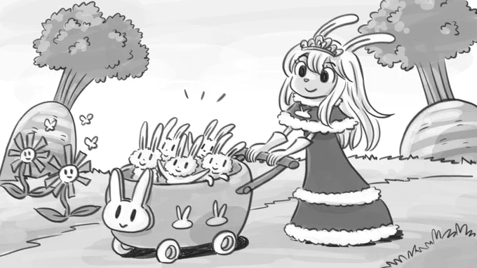 ウサギを運ぶウサギのプリンセス 