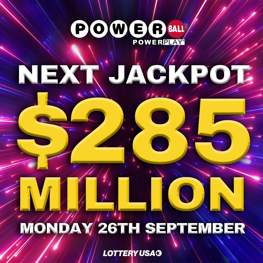 The jackpot for tonight's Powerball draw is an estimated $285 million!

The draw is almost here, so remember to visit Lottery USA to check the numbers as soon as the draw is finished: https://t.co/VoDVOZE6kC

#Powerball #lottery #lotteryusa #lotterynumbers #jackpot https://t.co/gBgSYaEqh2