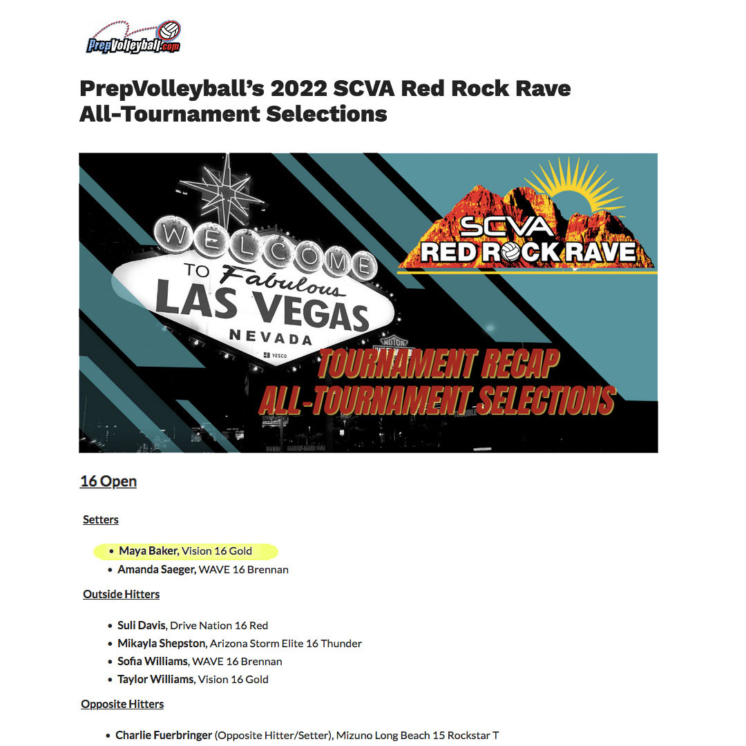 Honored to be named to the 16 Open Red Rock Rave All-Tournament Team! #redrockrave2022