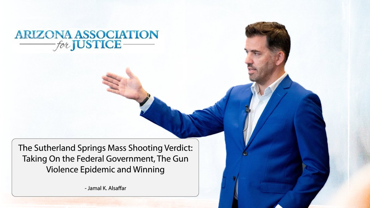 Arizona Trial Lawyers Association - you don't want to miss out on <a href="/Txtriallawyer/">Jamal Alsaffar</a>'s presentation about the fight for justice in Sutherland Springs on October 14th. Jamal will close out the presentations during Friday's packed speakers schedule. azaj.org/?pg=events&evA…