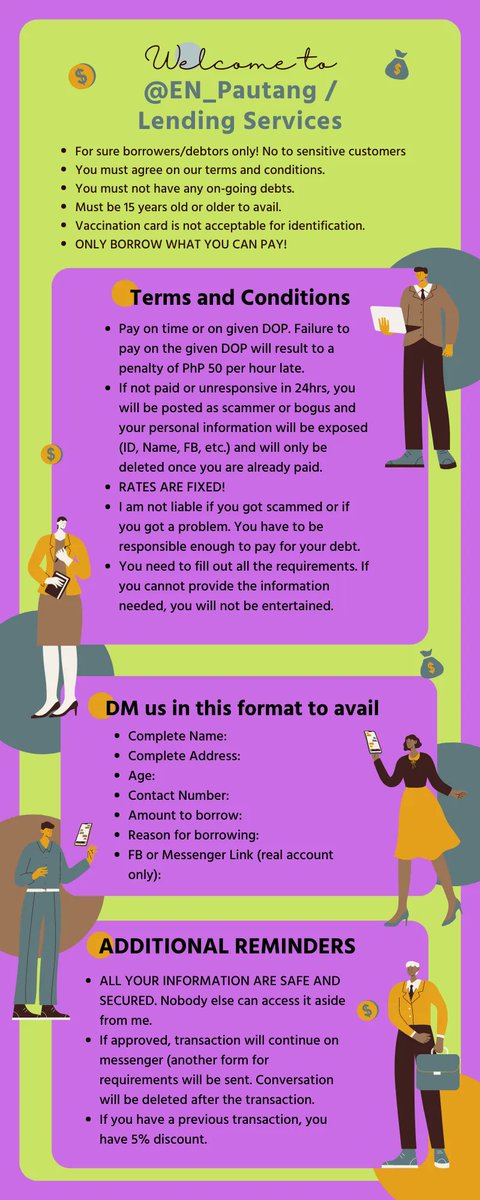 EN_Pautang's tweet photo. @EN_Pautang 

📌TERMS AND CONDITIONS
📌FAQ'S
📌RATE'S &amp; DOP
📌MORE QUESTIONS:
📌REQUIREMENTS TO BE SEND ON DM ‼️❤️

VOUCH: #EN_Bayad_Hiram

~ ENJOY OUR SERVICE 🙇❤️ https://t.co/MuaOBGFRsf