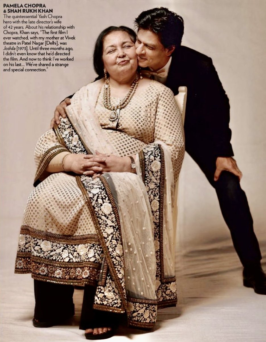 AmyStone2022's tweet photo. SRK has immense love, respect and appreciation for Pam Chopra. When he came to Mumbai after his mother and father had died, the Chopra’s welcomed him with open arms. She showered him with love and became his “surrogate mother”. https://t.co/X2mef0Dta9