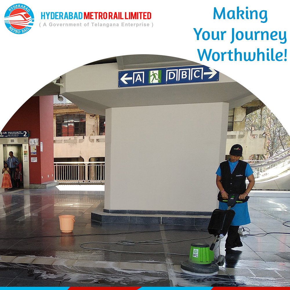 #HyderabadMetro spares no effort to be the best, and a lot of planning goes into keeping the metro stations ready for commuters every day. #HMR #HyderabadMetro #HMRL #MyMetroMyPride #MetroStations