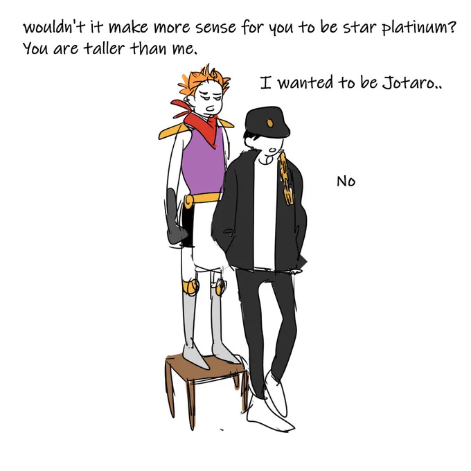 Low effort J0J0 cosplayWhen I was in high school, they hosted a Halloween costume contest every year, and ppl got prizes for that. Let's say the prize was Shimada Mart Gift Card lol 