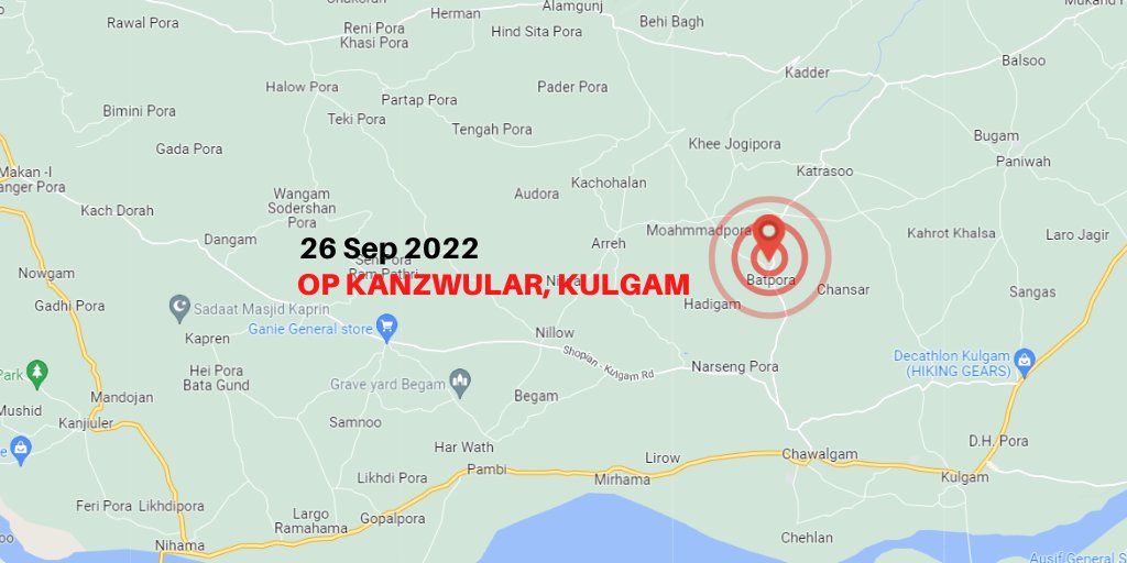 ChinarcorpsIA's tweet photo. Op Kanzwular, #Kulgam.
A Pakistani terrorist neutralised in a Jt Op launched by #IndianArmy, JKP &amp; CRPF. AK rifle &amp; other war like stores recovered.
During ops, terrorist targeted civilians &amp; lobbed grenade, injuring 02 civilians. A soldier is also injured. All injured evacuated. https://t.co/rMUO8y8LRu