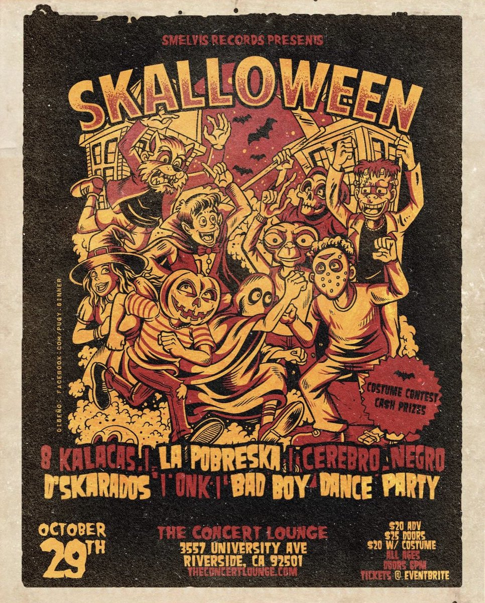 DSKARADOS's tweet photo. Just Announced! #SmelvisRecords #Skalloween 2022! It’s All Going Down In Downtown Riverside! At The Concert Lounge, ALL AGES! Presale Tix Can Be Purchased Through Eventbrite Don’t Miss Out, IE! Let’s Rage!! #Dskarados https://t.co/K4FWEtBG0q