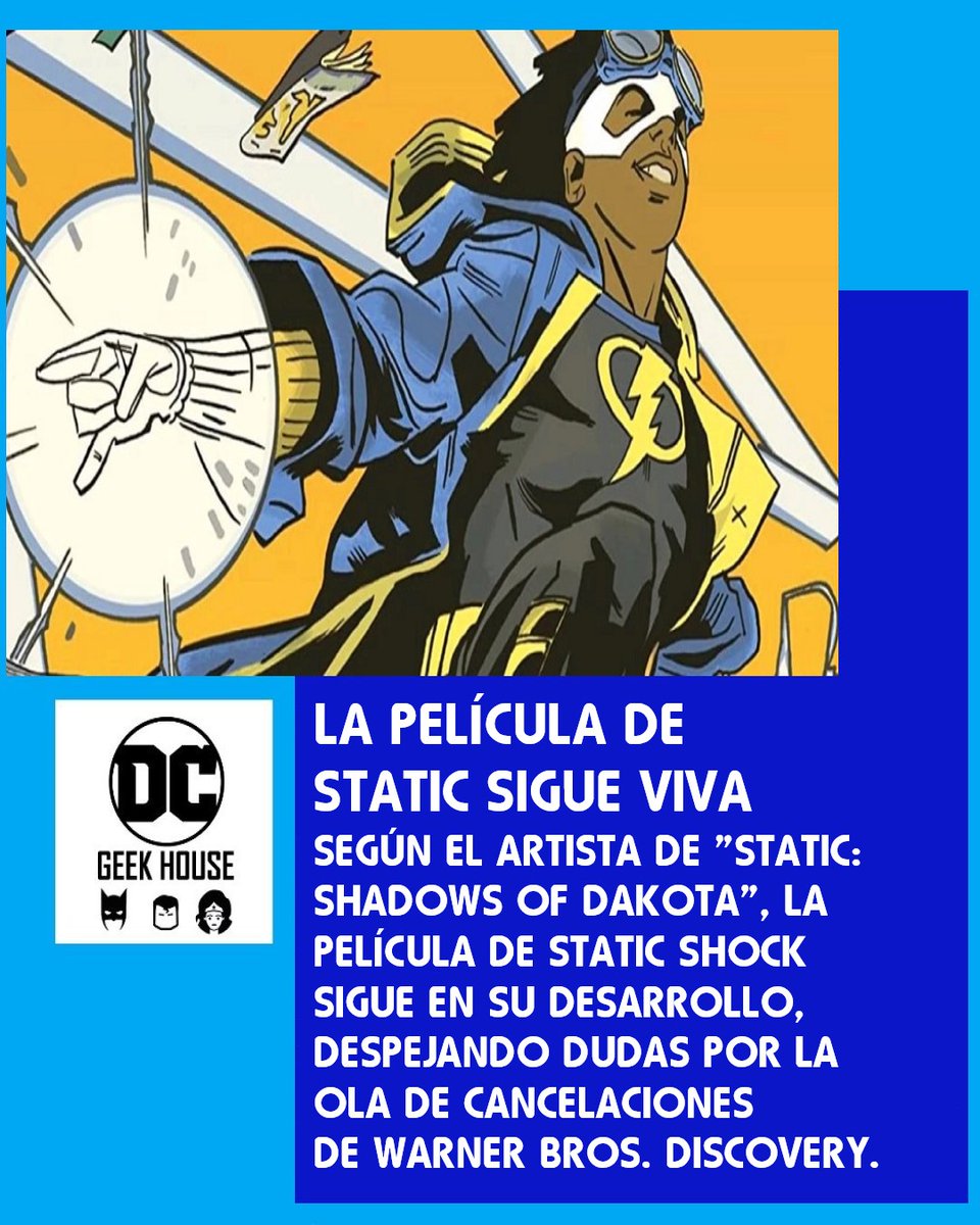 UniversoDCComic's tweet photo. Cine: LA PELÍCULA DE STATIC SHOCK NO HA SIDO CANCELADA SEGÚN UNO DE SUS ENCARGADOS
https://t.co/1pydxdRetL #DC #DCComics #DCEU #StaticShock #Static #StaticMovie https://t.co/sYWFQxTCVX